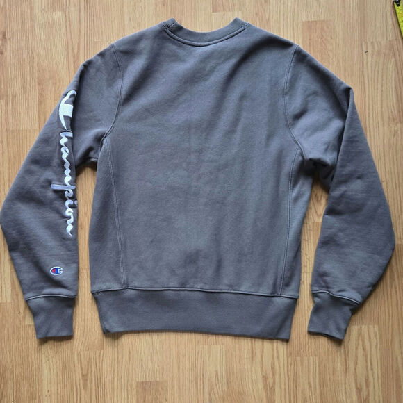 Champion Gray Embroidered Logo Crewneck Pullover Sweatshirt Unisex S Athletic - Picture 3 of 8